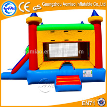 High quality 0.55mm PVC inflatable castle with slide, inflatable combo/bouncer with slide